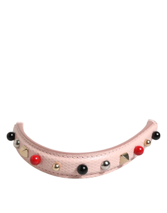 Dolce & Gabbana Light Pink Embellished Leather Shoulder Strap