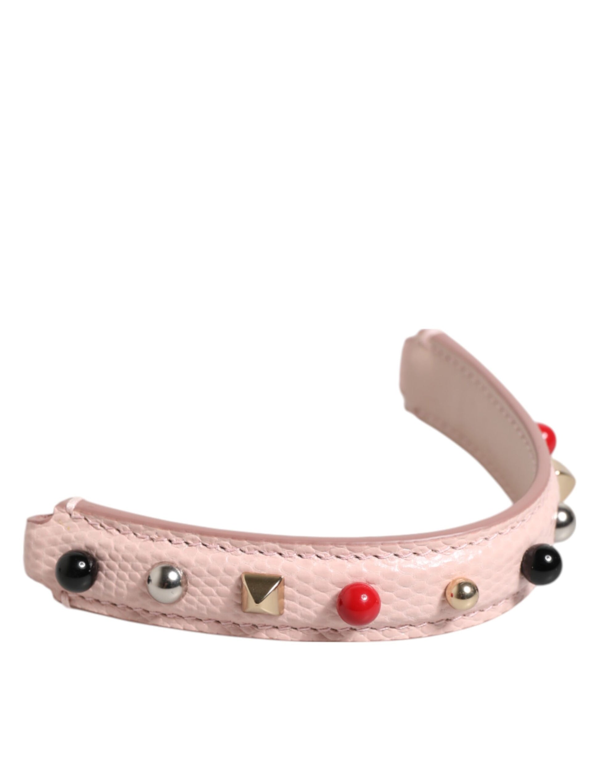 Dolce & Gabbana Light Pink Embellished Leather Shoulder Strap