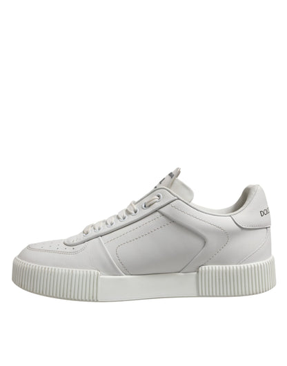 Dolce & Gabbana White Miami Leather Low Top Sneakers for Men