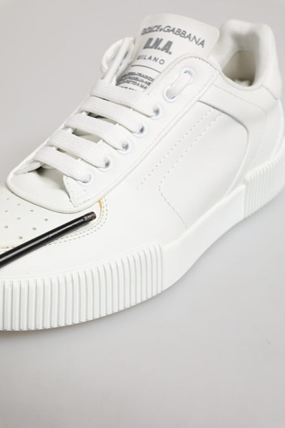 Dolce & Gabbana White Miami Leather Low Top Sneakers for Men