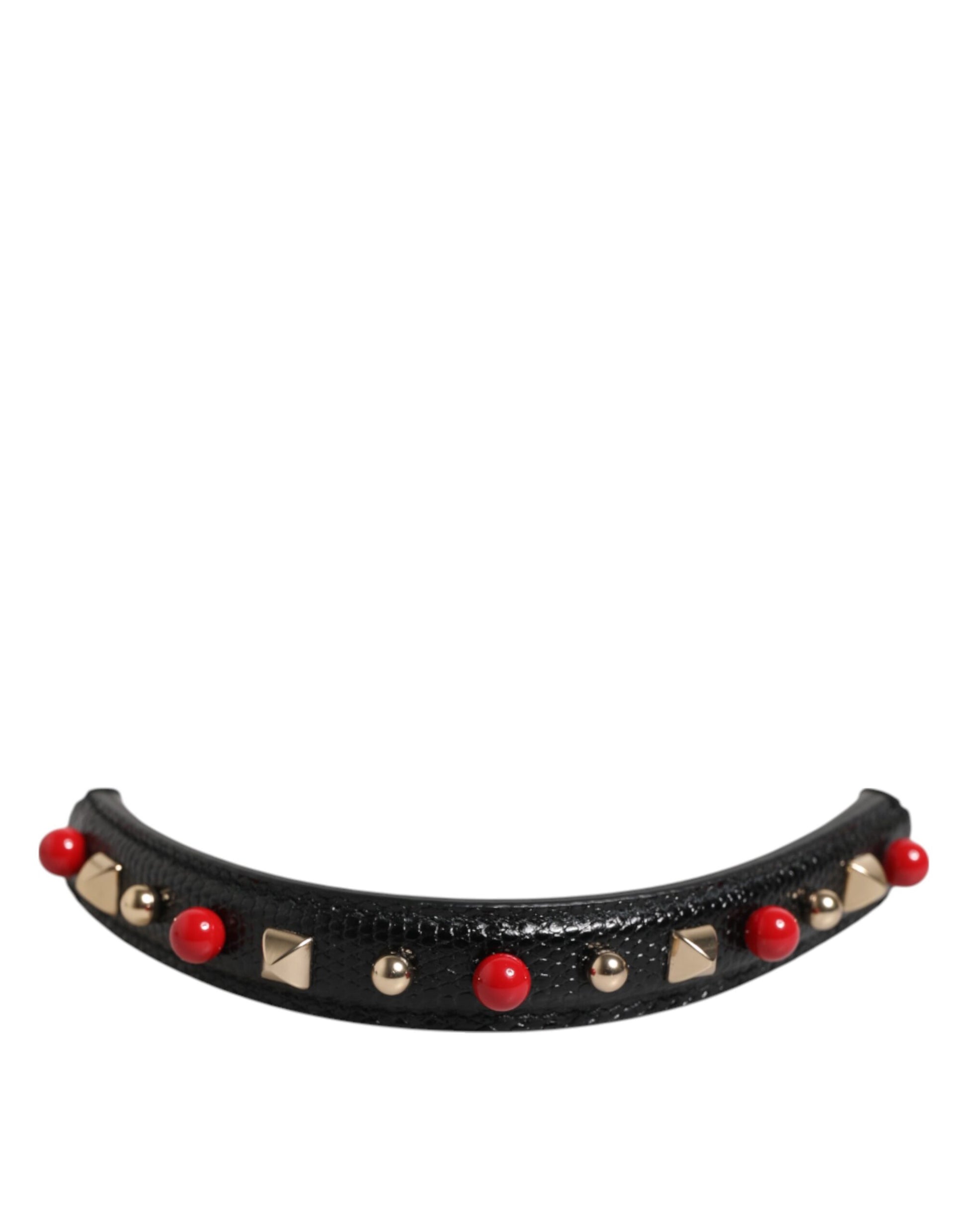 Dolce & Gabbana Black Embellished Leather Handbag Shoulder Strap