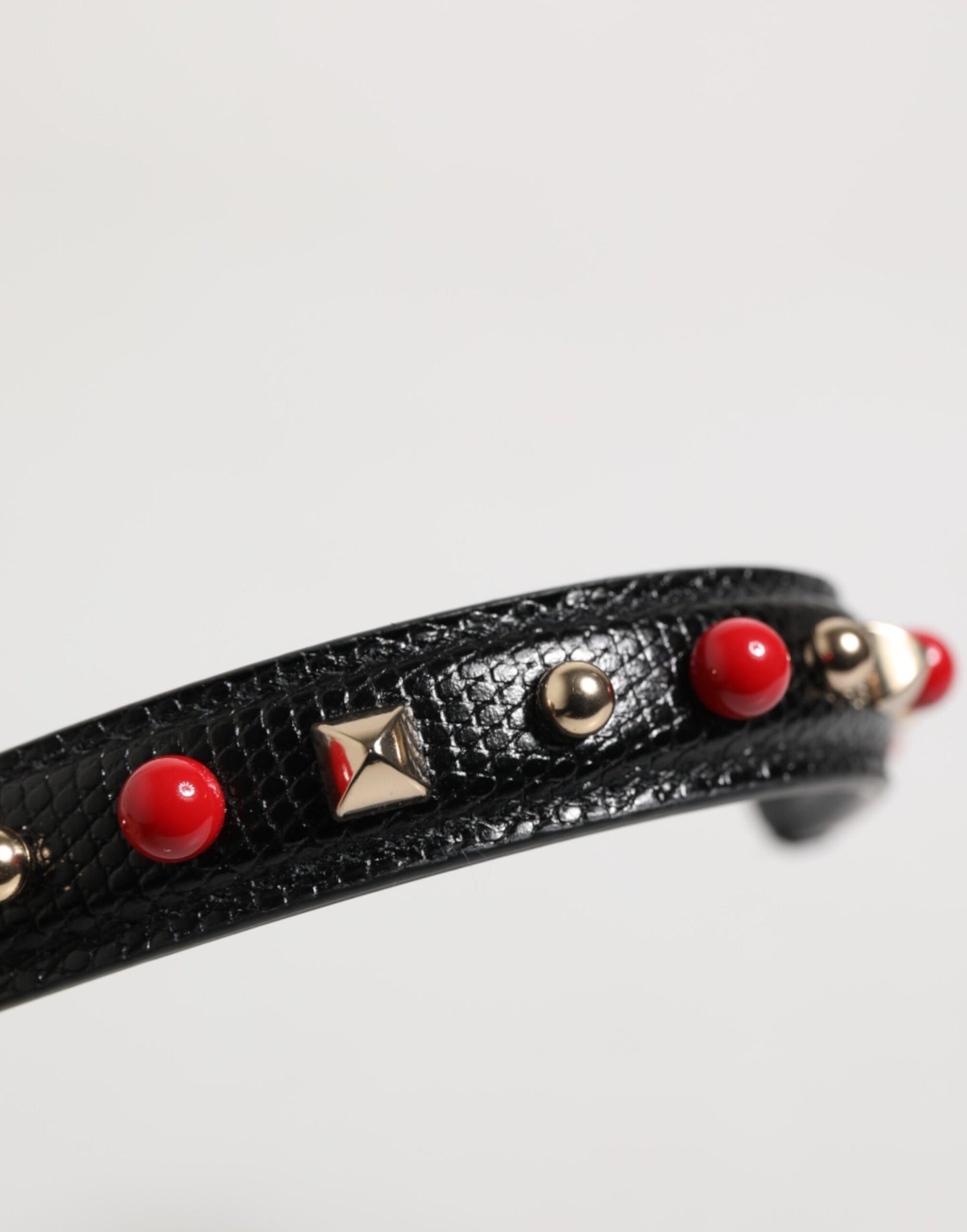Dolce & Gabbana Black Embellished Leather Handbag Shoulder Strap