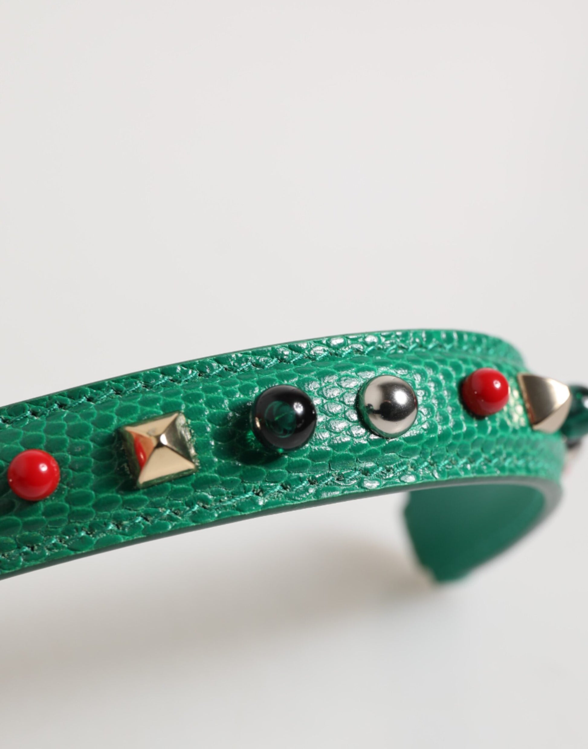Dolce & Gabbana Green Embellished Leather Shoulder Strap
