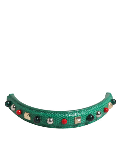 Dolce & Gabbana Green Embellished Leather Shoulder Strap
