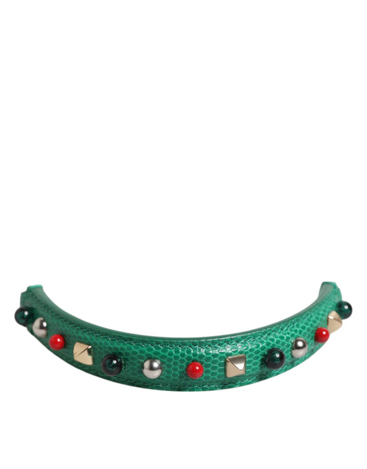 Dolce & Gabbana Green Embellished Leather Shoulder Strap