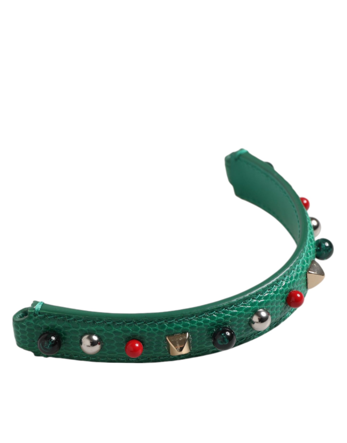 Dolce & Gabbana Green Embellished Leather Shoulder Strap