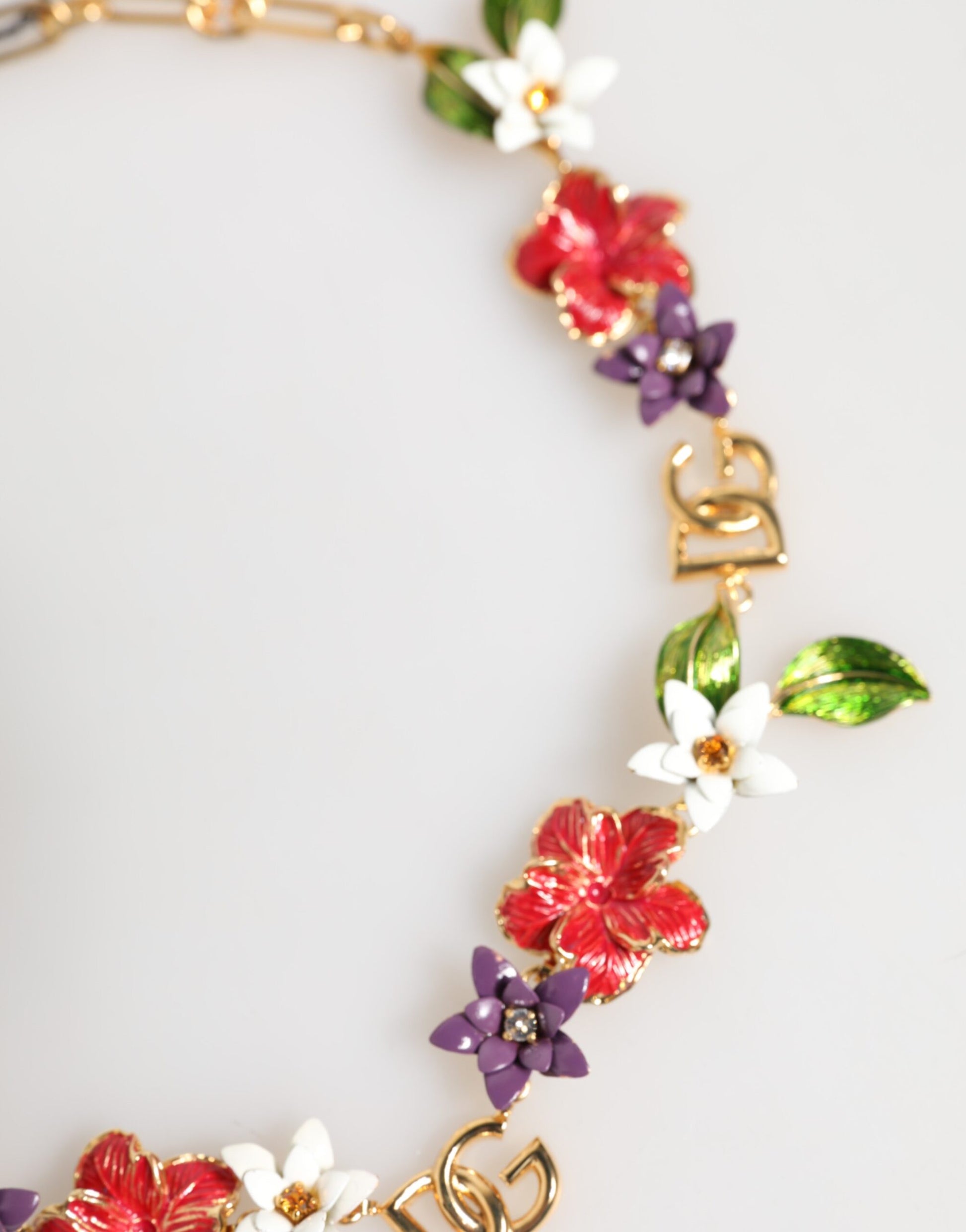 Dolce & Gabbana Gold Brass Floral Logo Choker Necklace