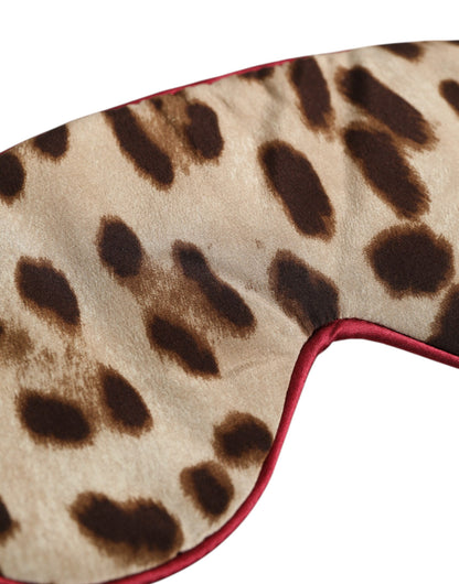 Dolce & Gabbana Brown Leopard Print Silk Eye Mask