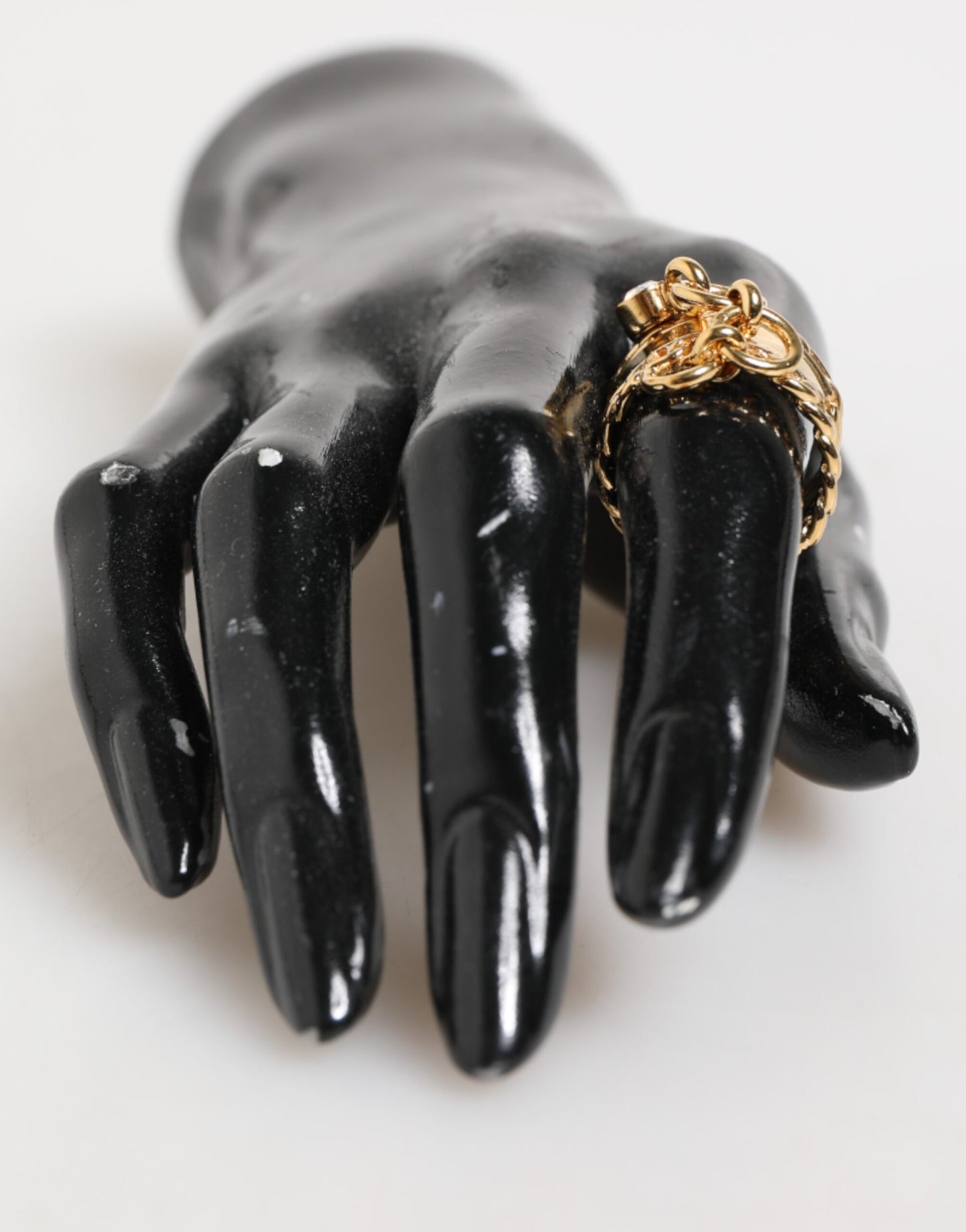 Dolce & Gabbana Gold Tone Brass Logo Chain Adjustable Ring