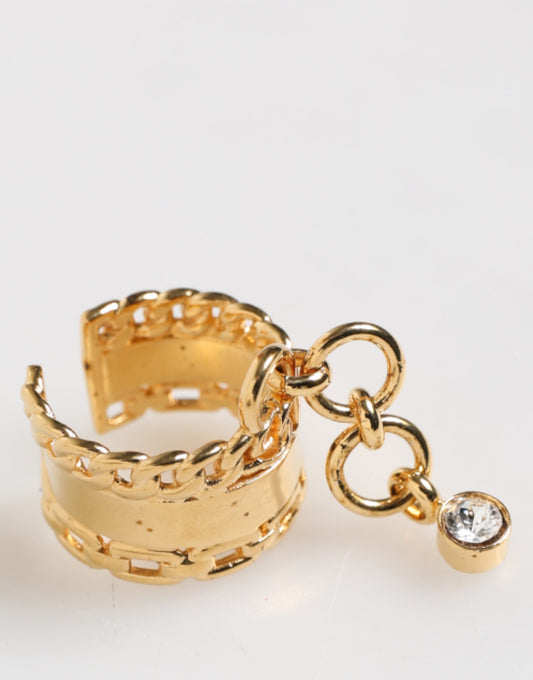 Dolce & Gabbana Gold Tone Brass Logo Chain Adjustable Ring