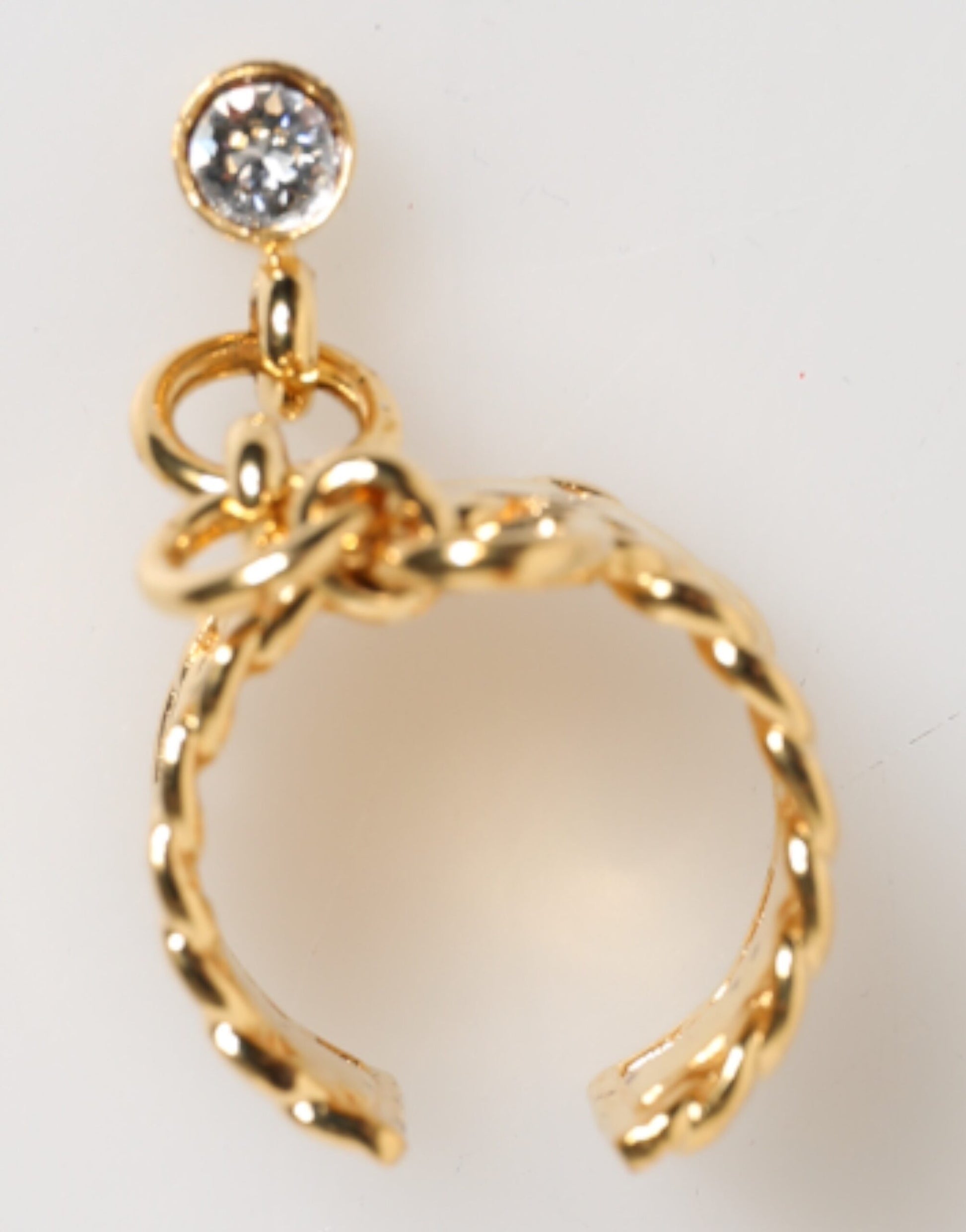 Dolce & Gabbana Gold Tone Brass Logo Chain Adjustable Ring