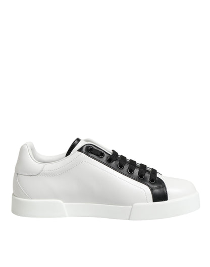 Dolce & Gabbana Black White Leather Portofino Sneakers