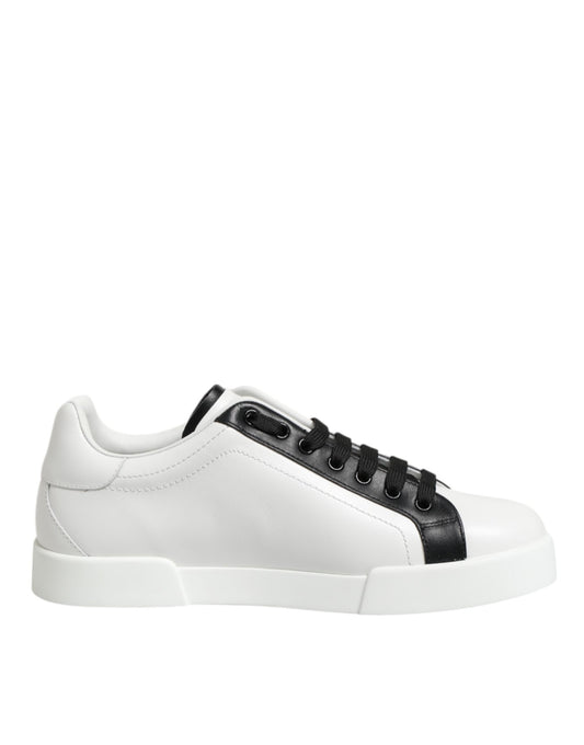 Dolce & Gabbana Black White Leather Portofino Sneakers