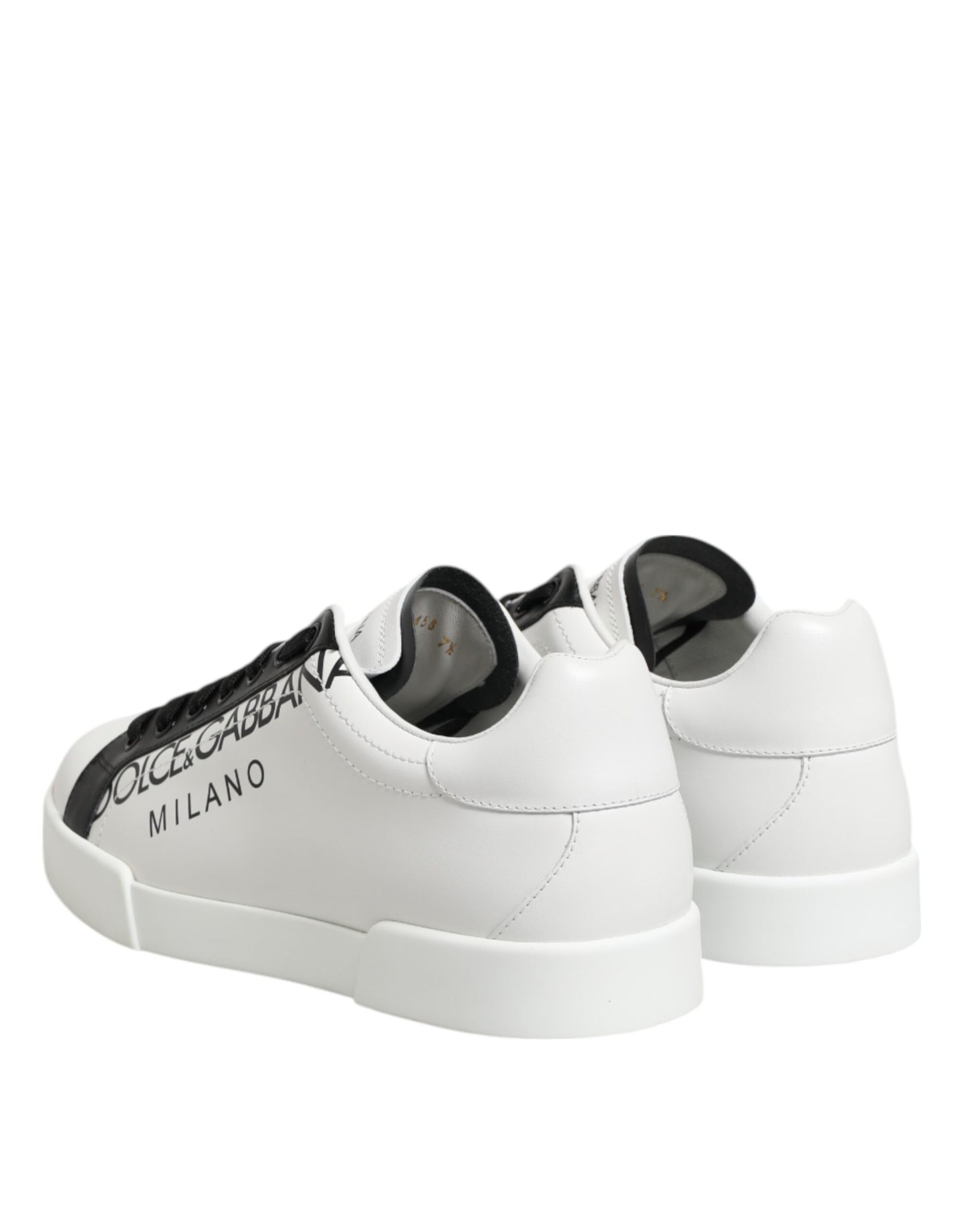 Dolce & Gabbana Black White Leather Portofino Sneakers