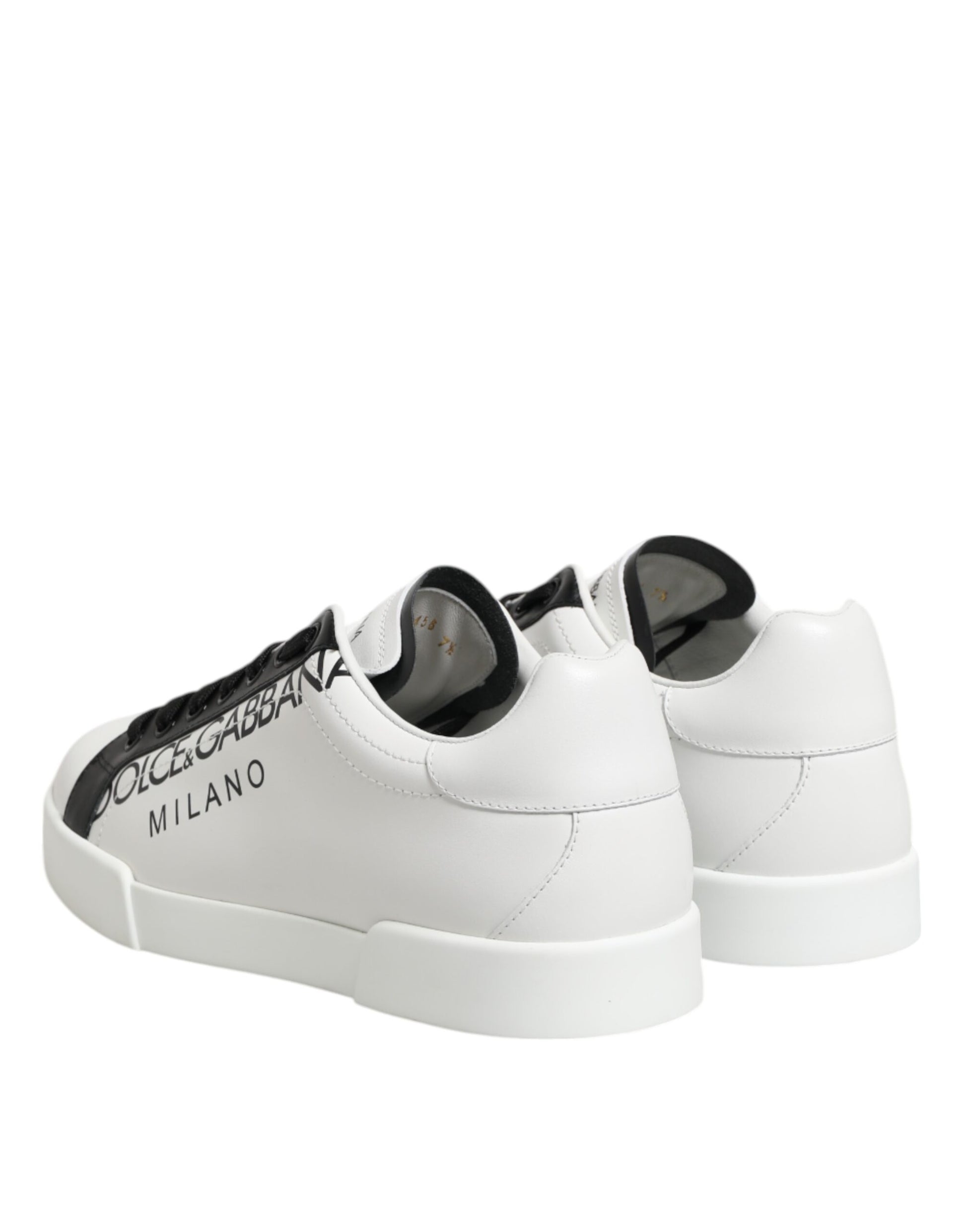 Dolce & Gabbana Black White Leather Portofino Sneakers