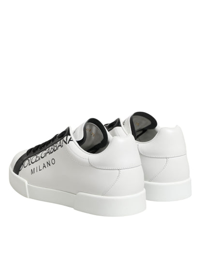 Dolce & Gabbana Black White Leather Portofino Sneakers