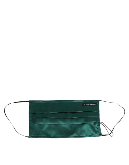 Dolce & Gabbana Green Silk Pleated Face Mask