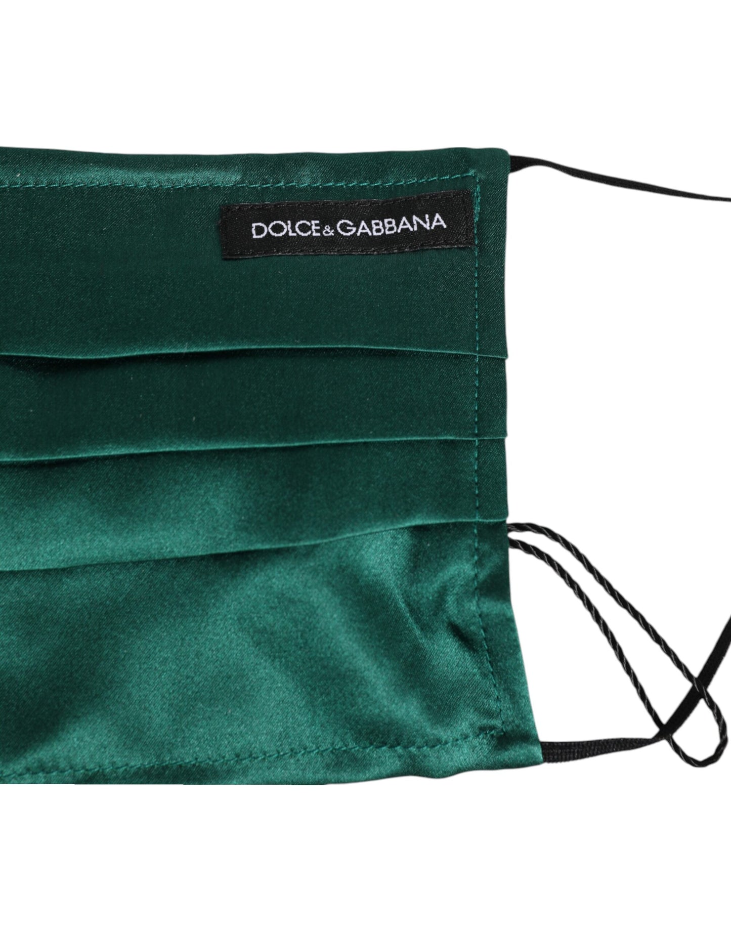 Dolce & Gabbana Green Silk Pleated Face Mask