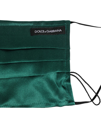 Dolce & Gabbana Green Silk Pleated Face Mask