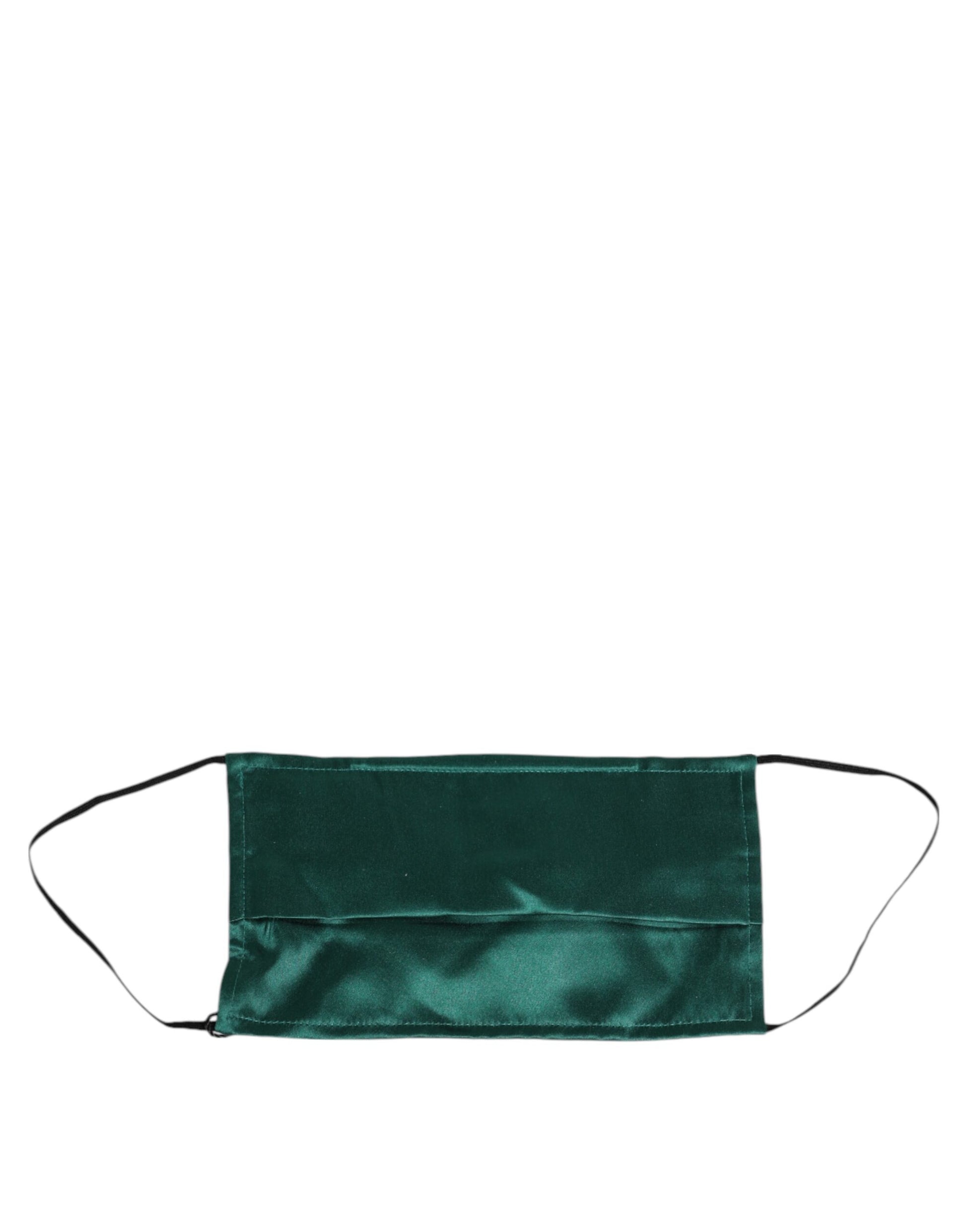 Dolce & Gabbana Green Silk Pleated Face Mask
