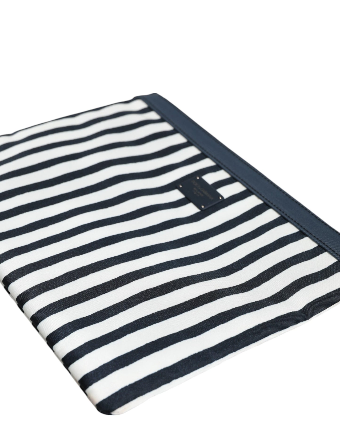 Dolce & Gabbana Black and White Striped Logo Plaque Clutch Borse Pouch Bag