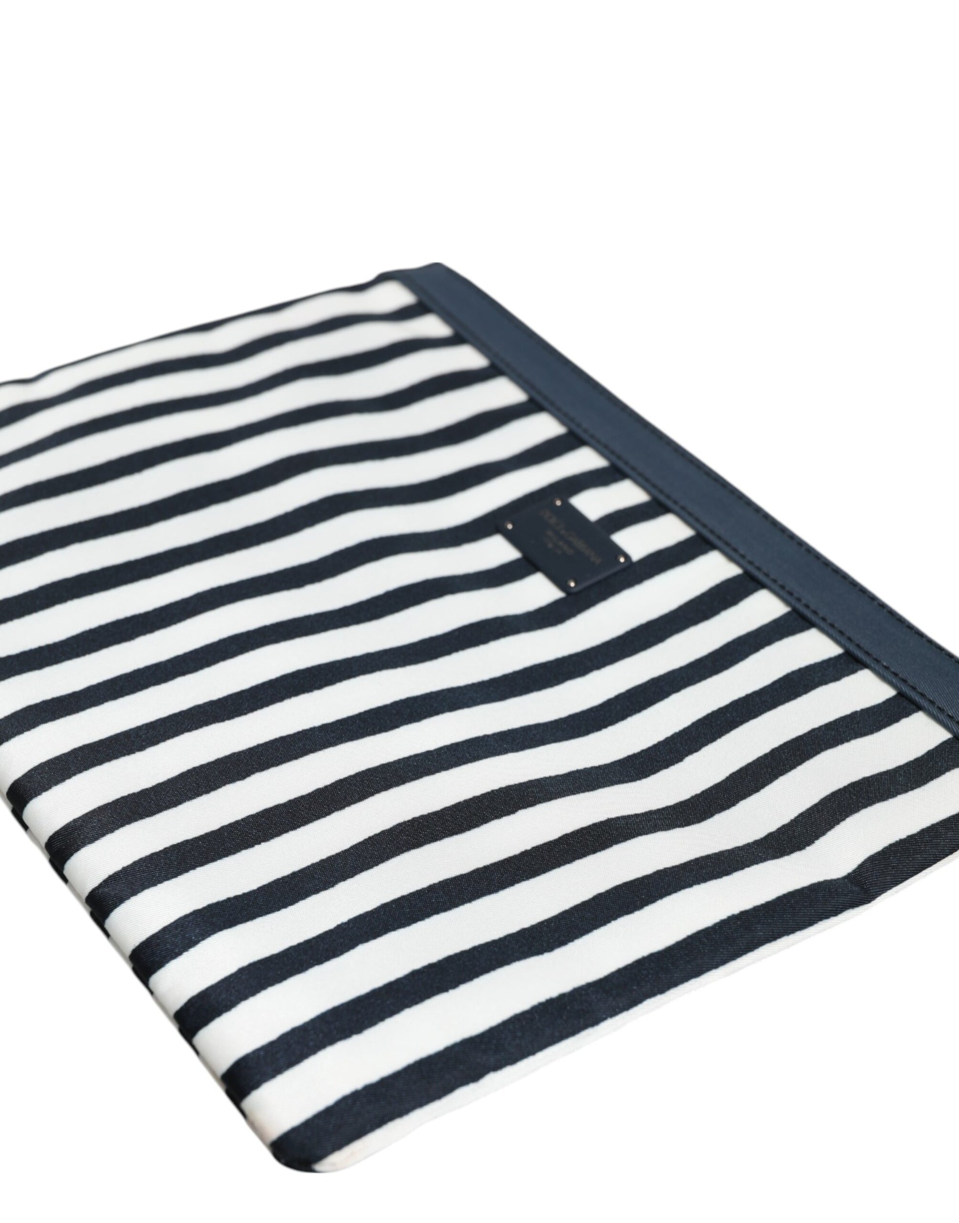 Dolce & Gabbana Black and White Striped Logo Plaque Clutch Borse Pouch Bag