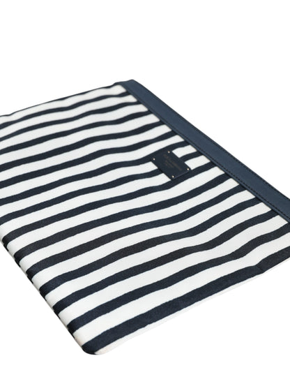 Dolce & Gabbana Black and White Striped Logo Plaque Clutch Borse Pouch Bag