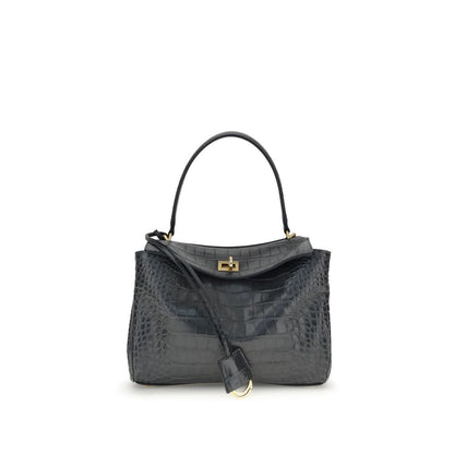 Balenciaga Rodeo Shoulder Bag in Crocodile-Print Leather