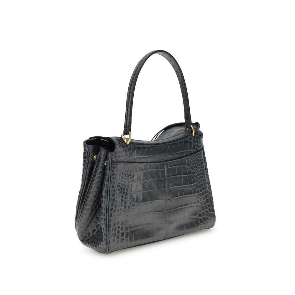 Balenciaga Rodeo Shoulder Bag in Crocodile-Print Leather