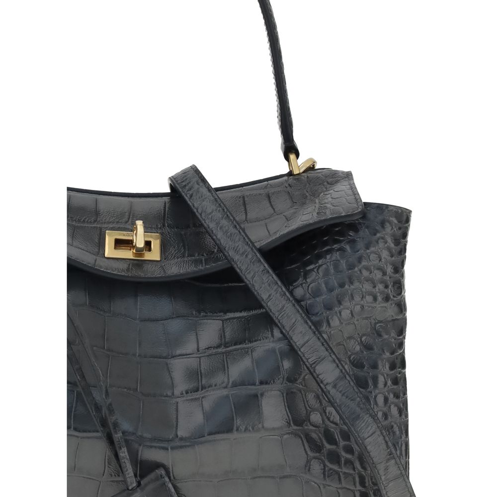 Balenciaga Rodeo Shoulder Bag in Crocodile-Print Leather