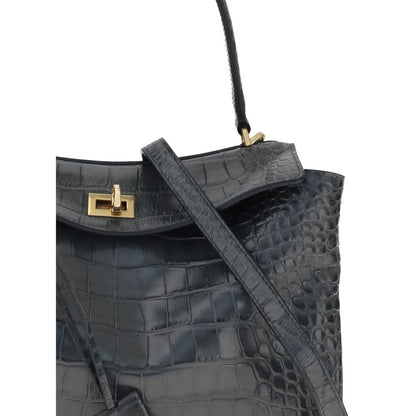 Balenciaga Rodeo Shoulder Bag in Crocodile-Print Leather