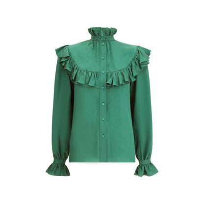 Saint Laurent Silk Blouse with Ruffles
