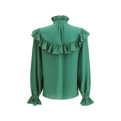 Saint Laurent Silk Blouse with Ruffles