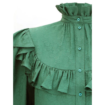 Saint Laurent Silk Blouse with Ruffles