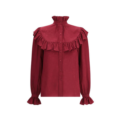 Saint Laurent Silk Blouse with Ruffles