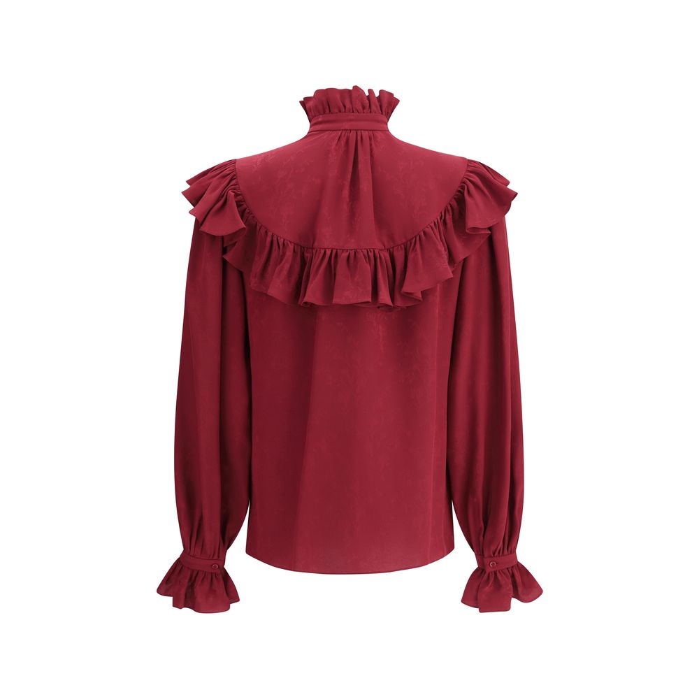 Saint Laurent Silk Blouse with Ruffles