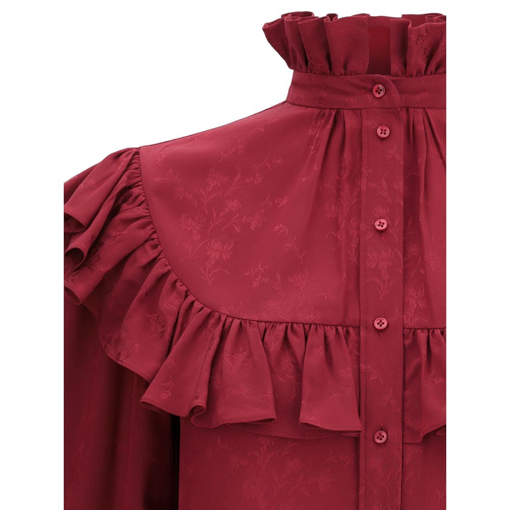 Saint Laurent Silk Blouse with Ruffles