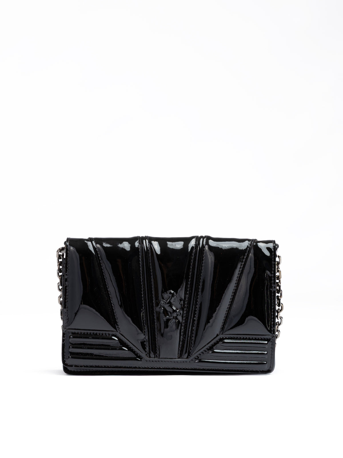 Ferrari Black GT Patent Leather Bag with Chain