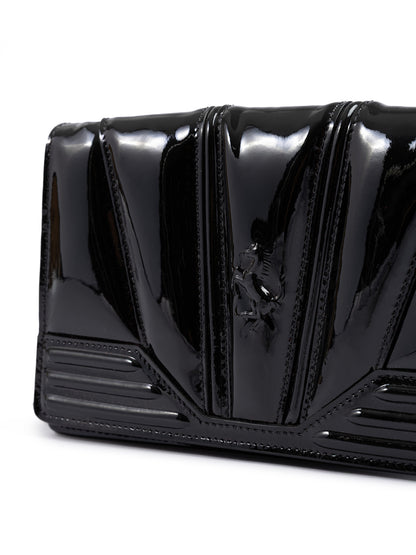 Ferrari Black GT Patent Leather Bag with Chain