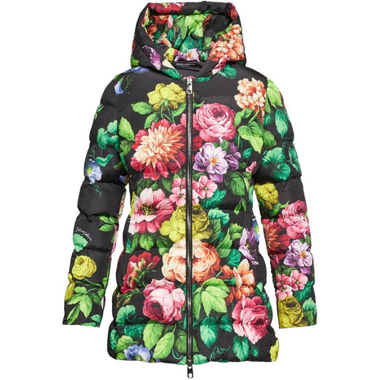 Dolce & Gabbana Floral Print Hooded Down Jacket