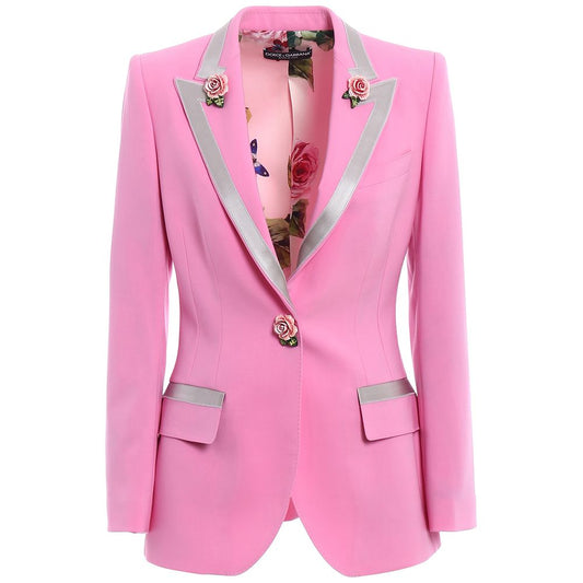 Dolce & Gabbana Pink Wool Single Breasted Blazer Jacket