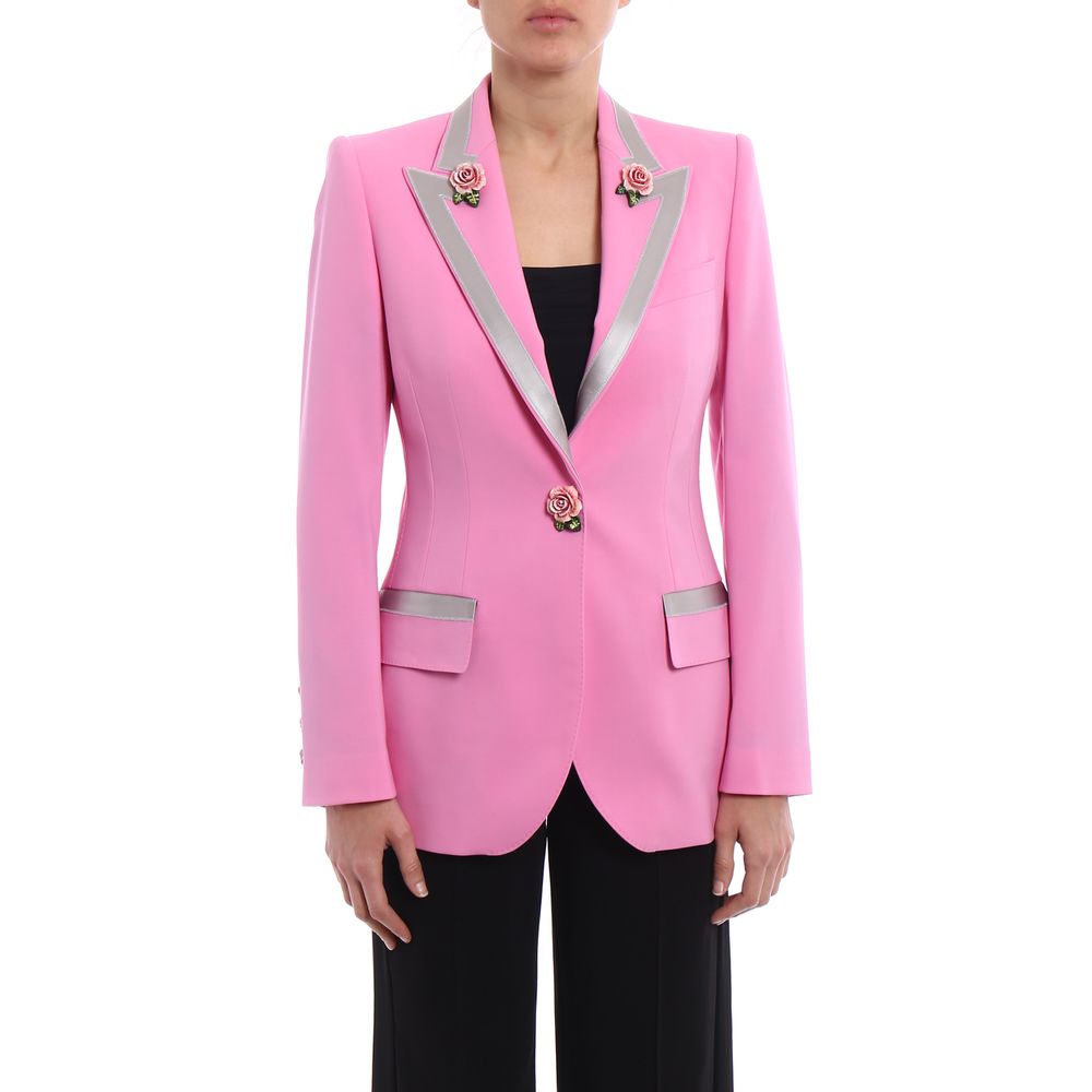 Dolce & Gabbana Pink Wool Single Breasted Blazer Jacket