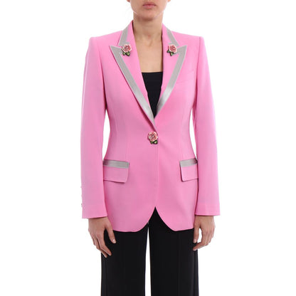 Dolce & Gabbana Pink Wool Single Breasted Blazer Jacket