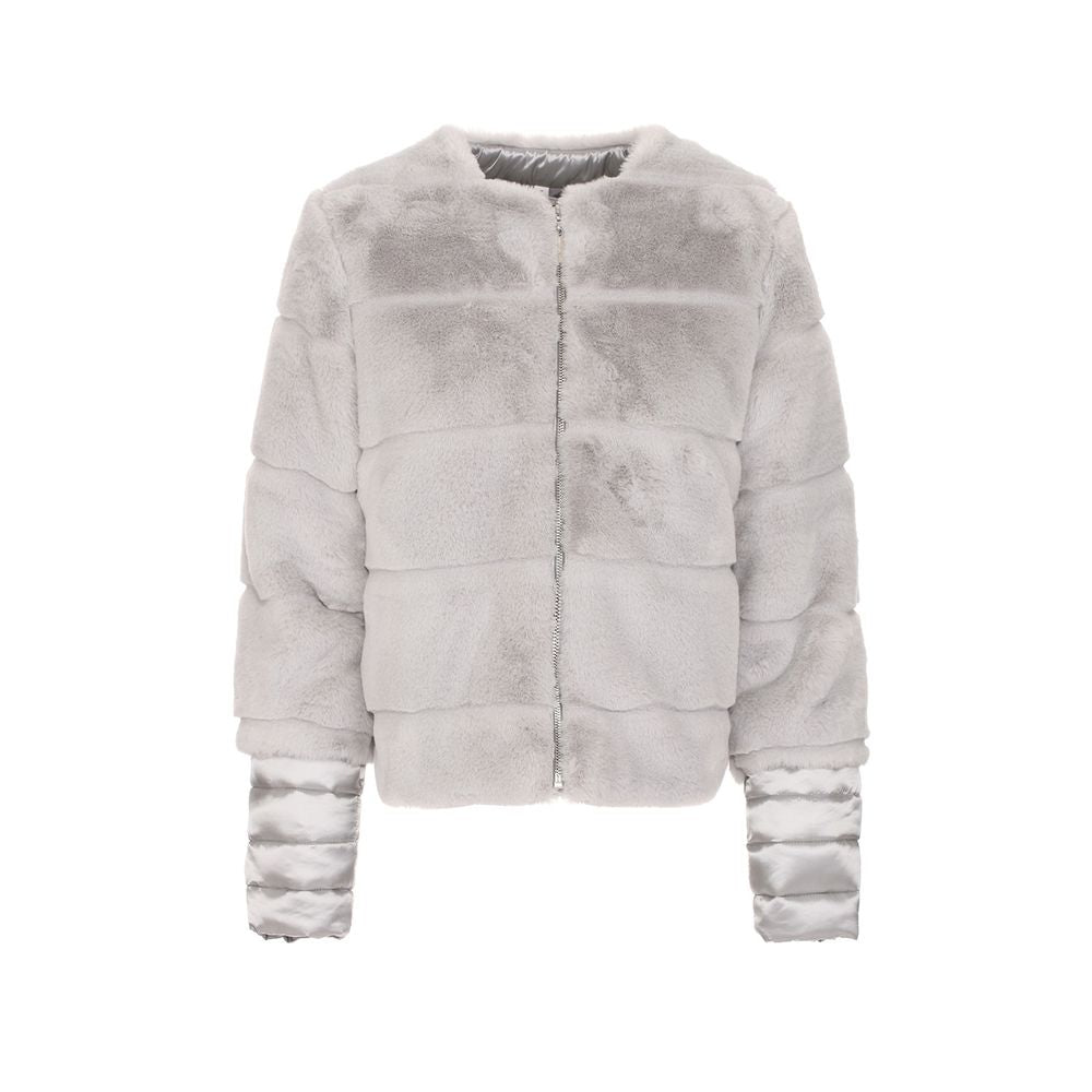 Maison Espin Gray Polyester Faux Fur Jacket & Coat