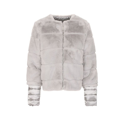 Maison Espin Gray Polyester Faux Fur Jacket & Coat
