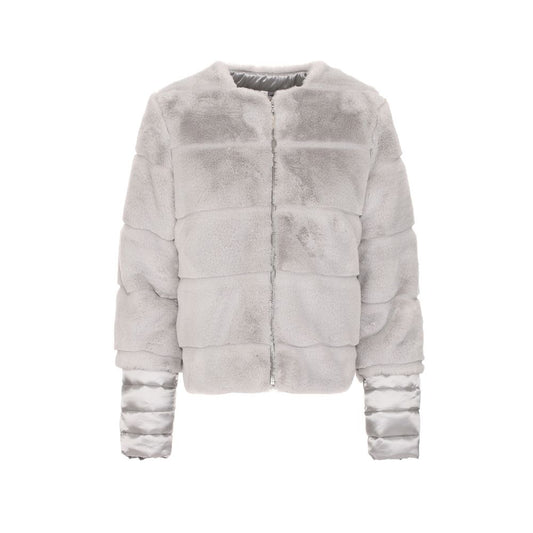 Maison Espin Gray Polyester Faux Fur Jacket & Coat