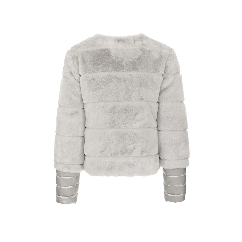 Maison Espin Gray Polyester Faux Fur Jacket & Coat