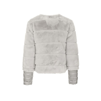 Maison Espin Gray Polyester Faux Fur Jacket & Coat