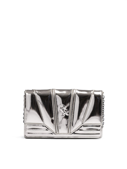 Ferrari Metal Silver GT Patent Leather Bag with Chain