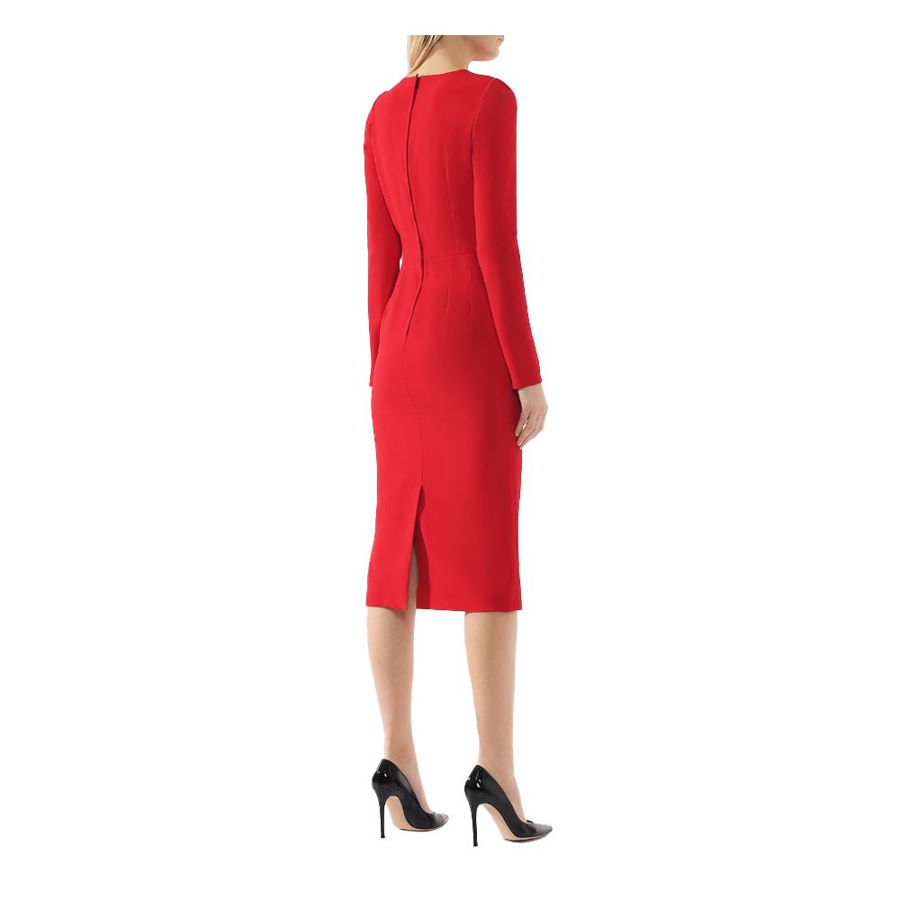 Dolce & Gabbana Red Long Sleeve Sacred Heart Midi Dress